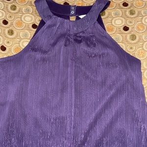 Purple silver shimmer sheer lined top with pleated detail